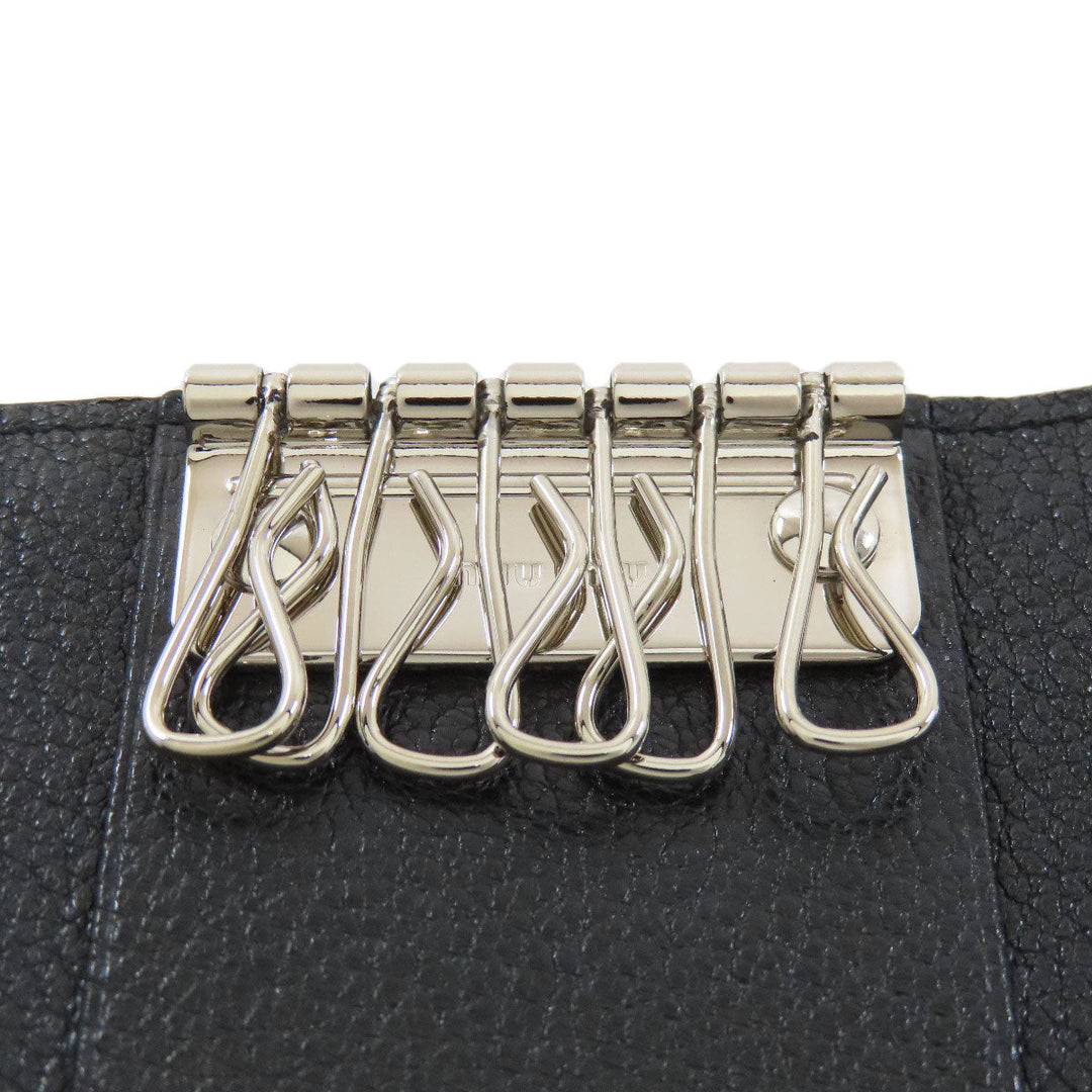 MIUMIU Key case Key holder  leather black Madras Pearl