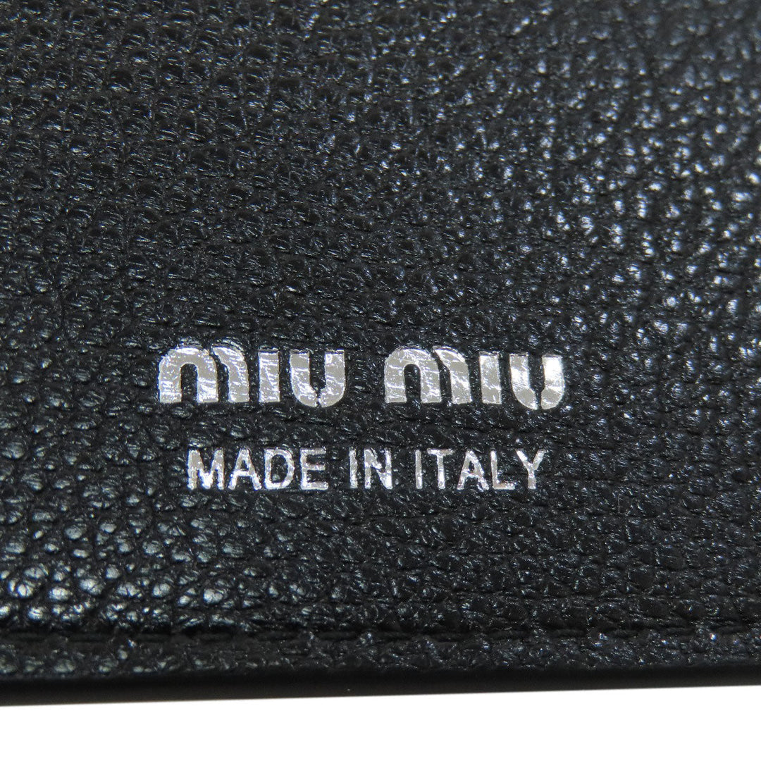 MIUMIU Key case Key holder  leather black Madras Pearl