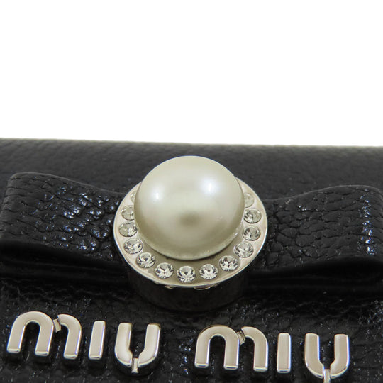 MIUMIU Key case Key holder  leather black Madras Pearl