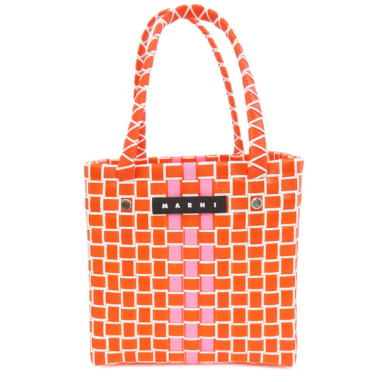 MARNI Handbag polypropylene Orange logo Women Used Authentic