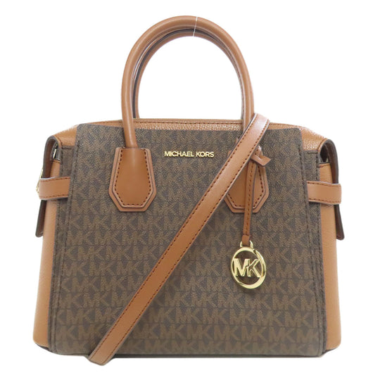 MICHAEL KORS Handbag PVC Brown MK Signature 2WAY Women Used Authentic