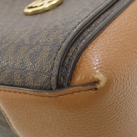MICHAEL KORS Handbag PVC Brown MK Signature 2WAY Women Used Authentic