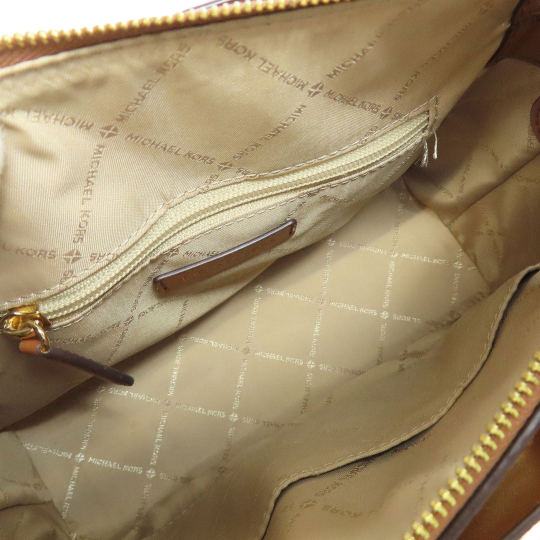 MICHAEL KORS Handbag PVC Brown MK Signature 2WAY Women Used Authentic