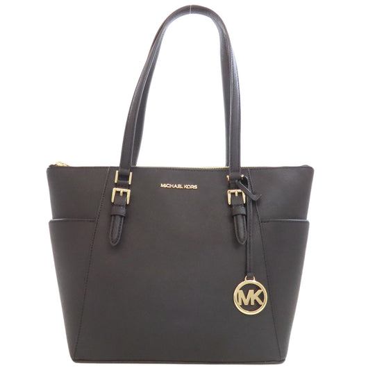 MICHAEL KORS Tote Bag PVC black logo Women Used Authentic