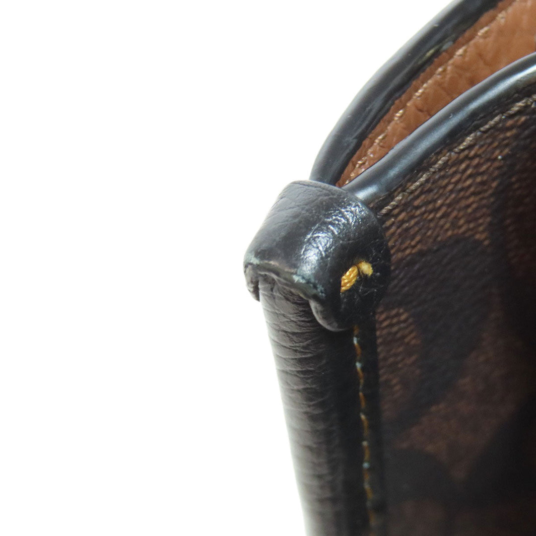 COACH Handbag C6918 PVC, Leather Brown Signature Women Used Authentic