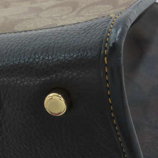 COACH Handbag C6918 PVC, Leather Brown Signature Women Used Authentic