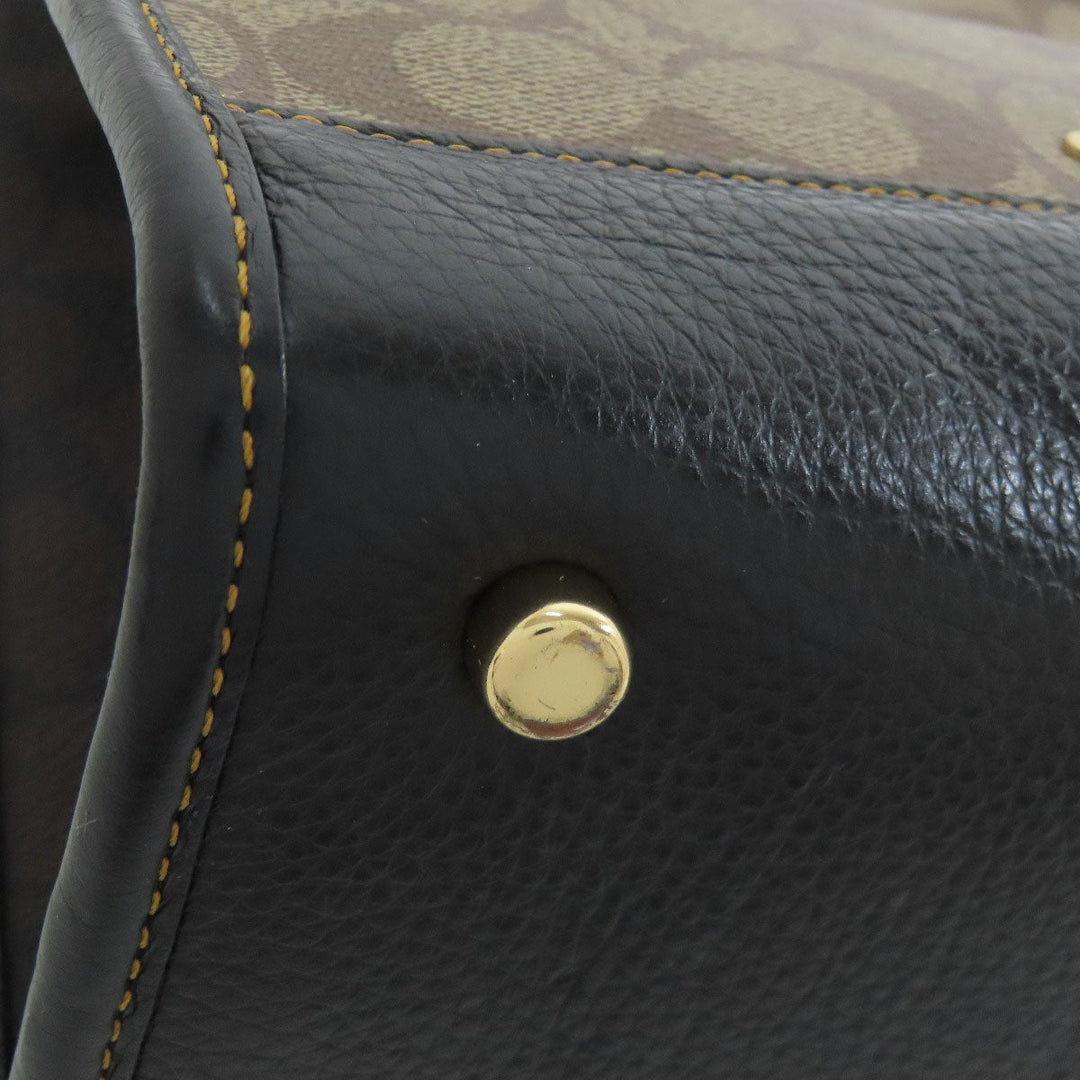 COACH Handbag C6918 PVC, Leather Brown Signature Women Used Authentic