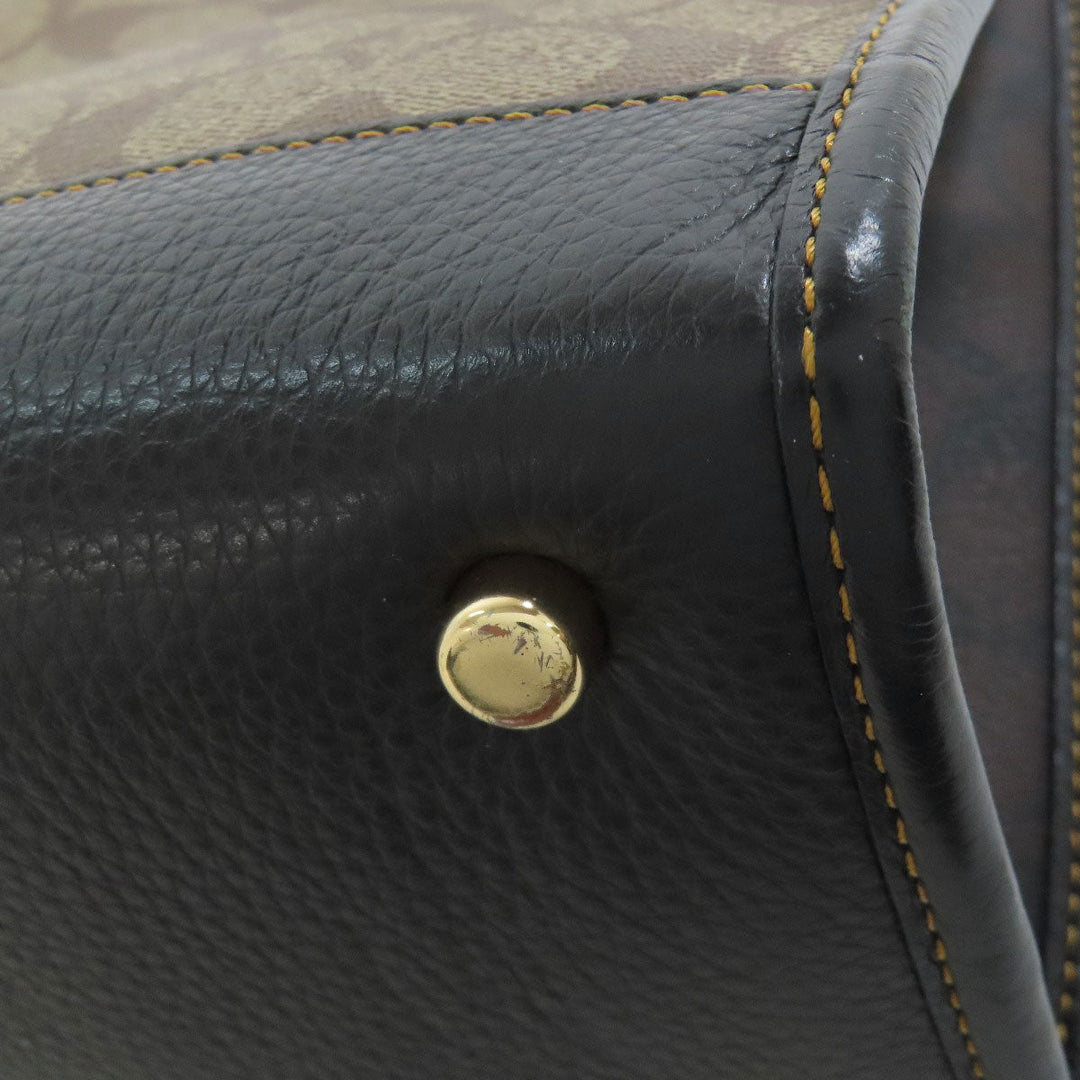 COACH Handbag C6918 PVC, Leather Brown Signature Women Used Authentic