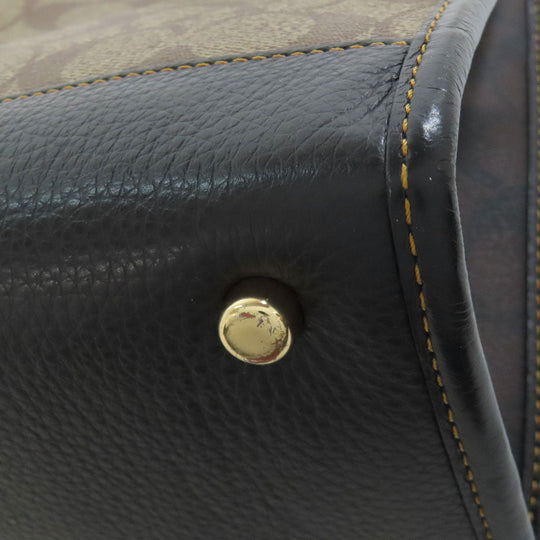 COACH Handbag C6918 PVC, Leather Brown Signature Women Used Authentic