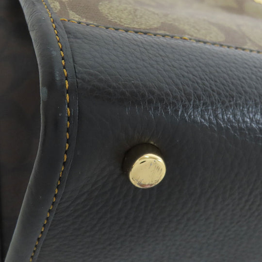 COACH Handbag C6918 PVC, Leather Brown Signature Women Used Authentic