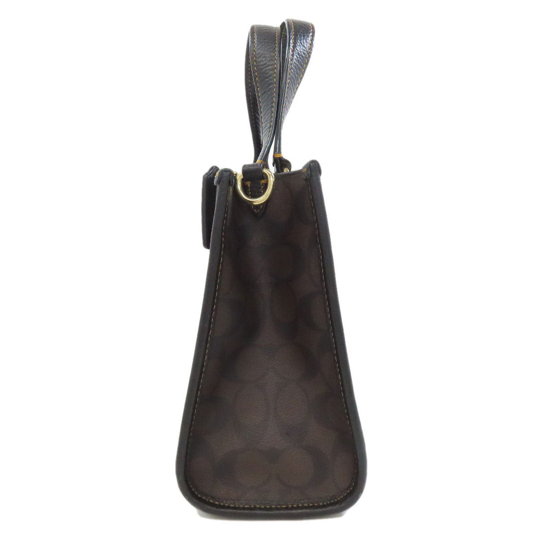 COACH Handbag C6918 PVC, Leather Brown Signature Women Used Authentic