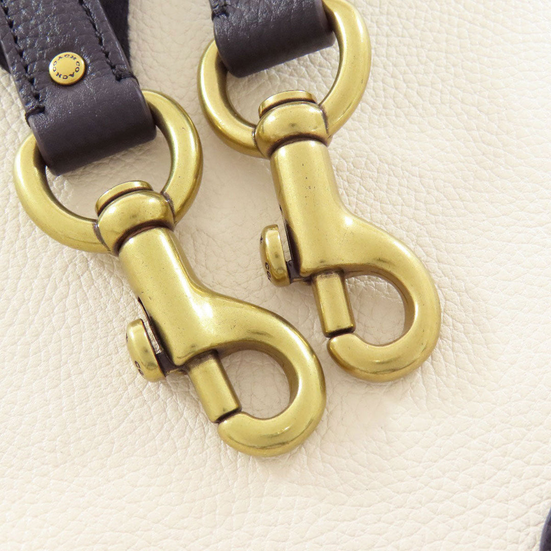 COACH Handbag C0777 leather white Field Tote 30 Color Block 2WAY Women Used Authentic