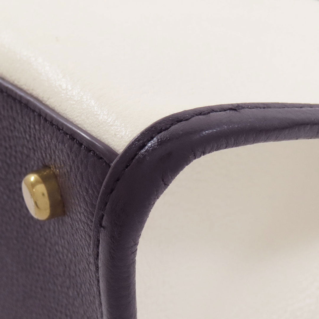 COACH Handbag C0777 leather white Field Tote 30 Color Block 2WAY Women Used Authentic