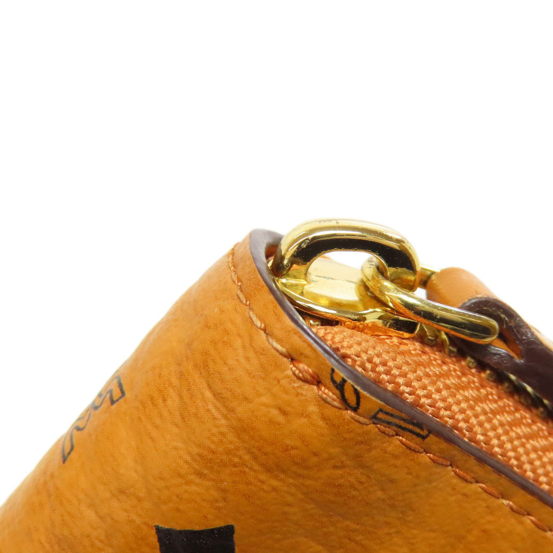 MCM Long Wallet Purse PVC Brown Zip Around Women Used Authentic