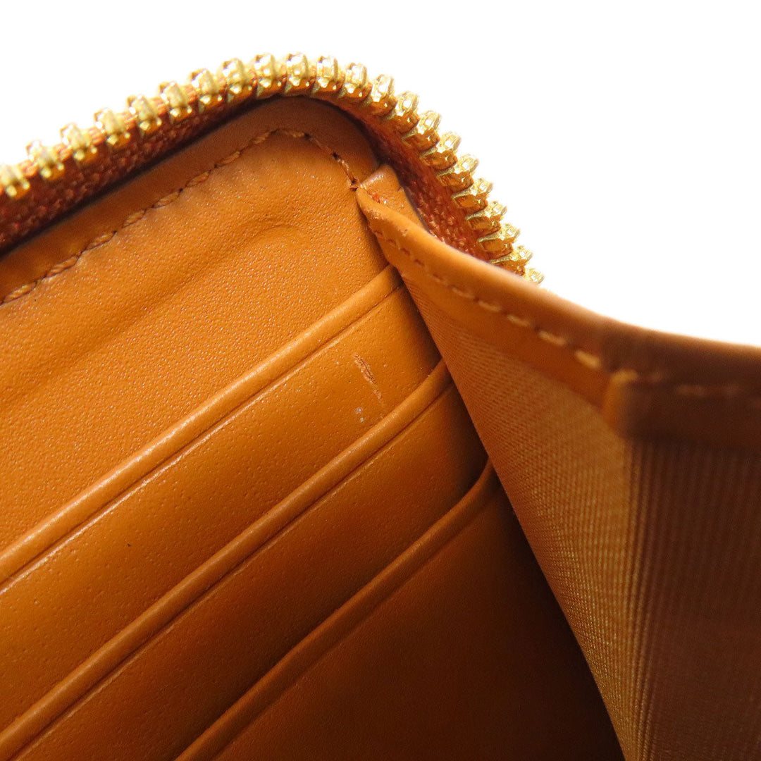 MCM Long Wallet Purse PVC Brown Zip Around Women Used Authentic