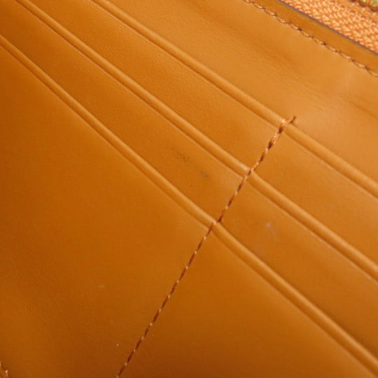 MCM Long Wallet Purse PVC Brown Zip Around Women Used Authentic