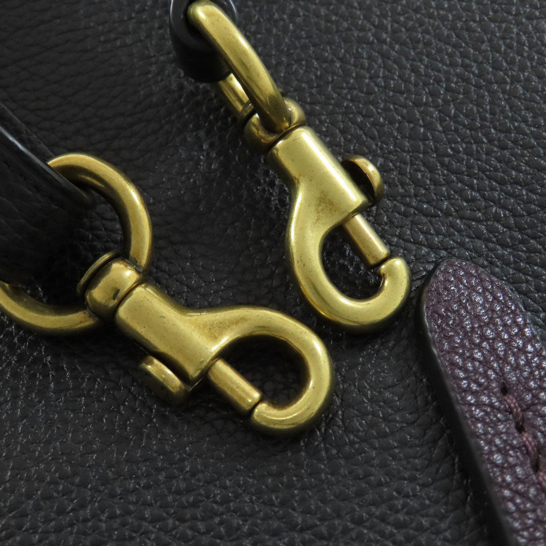 COACH Handbag 73845 leather black 2WAY Women Used Authentic