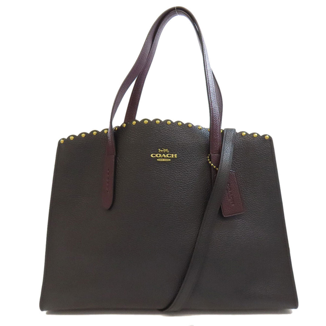 COACH Handbag 73845 leather black 2WAY Women Used Authentic