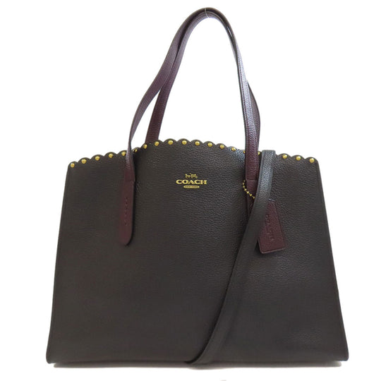 COACH Handbag 73845 leather black 2WAY Women Used Authentic