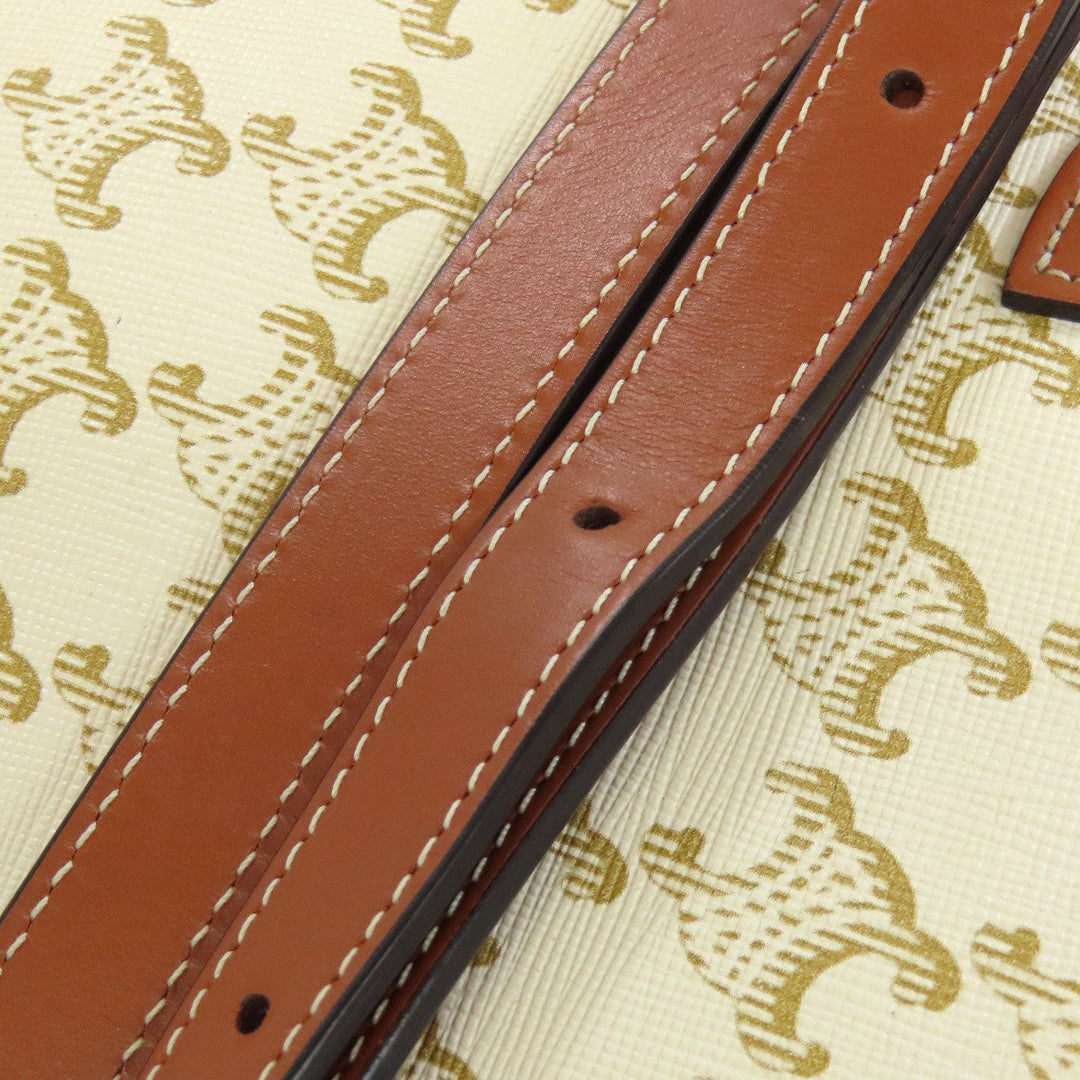 CELINE Shoulder Bag Calfskin white Macadam Pattern