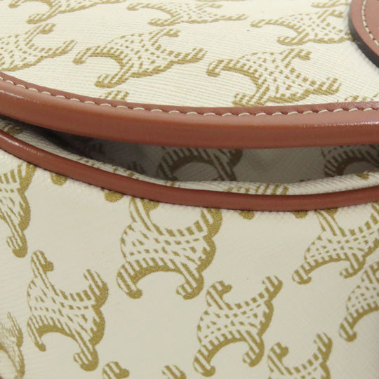 CELINE Shoulder Bag Calfskin white Macadam Pattern