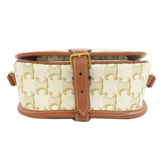 CELINE Shoulder Bag Calfskin white Macadam Pattern