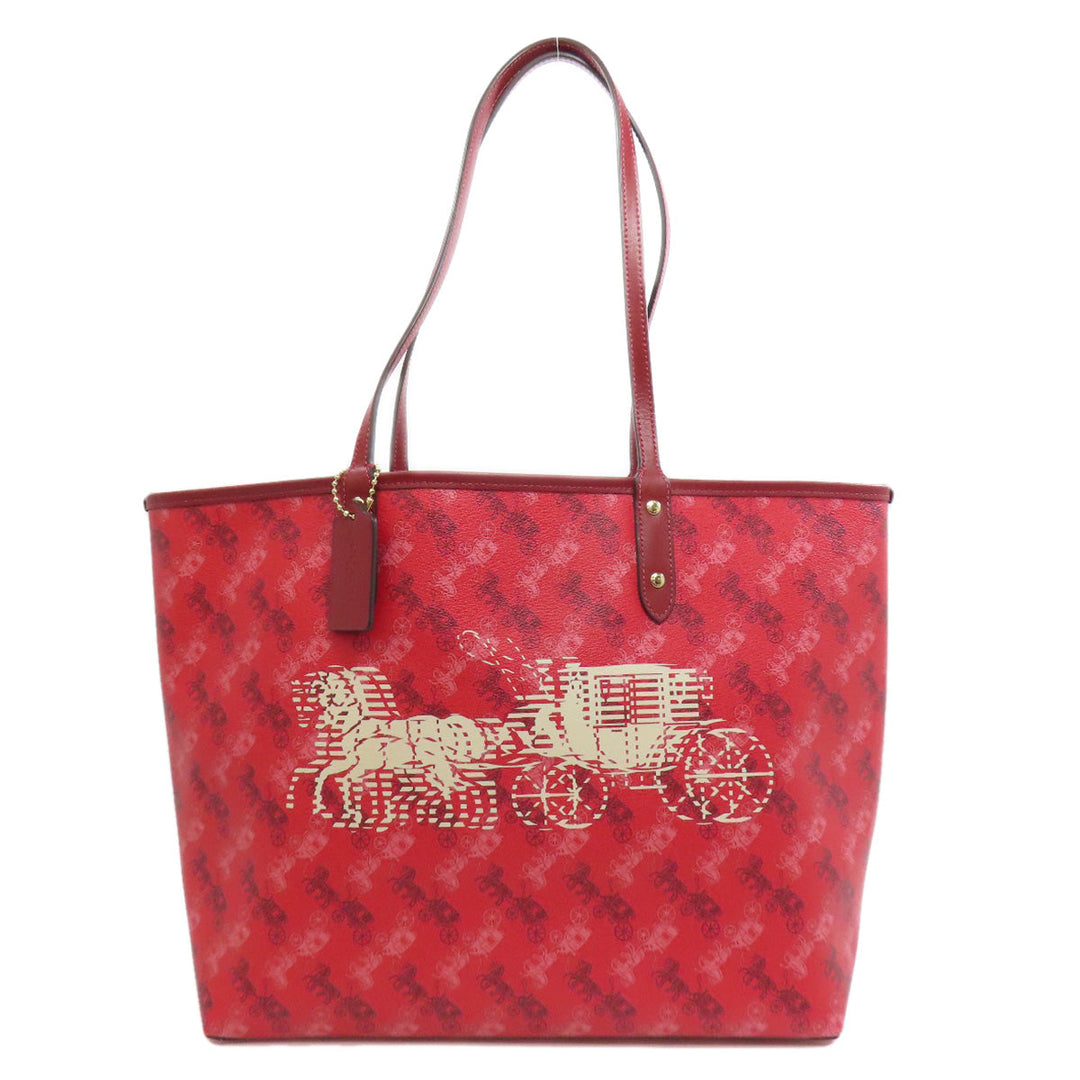 COACH Tote Bag F82135 PVC Red reversible Women Used Authentic