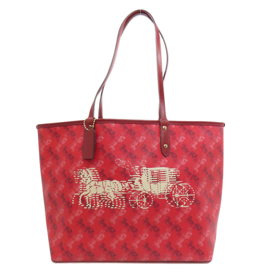COACH Tote Bag F82135 PVC Red reversible Women Used Authentic
