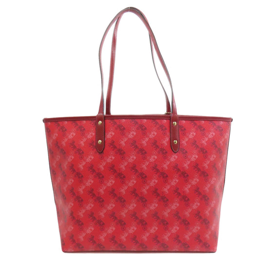 COACH Tote Bag F82135 PVC Red reversible Women Used Authentic