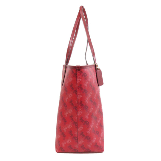 COACH Tote Bag F82135 PVC Red reversible Women Used Authentic