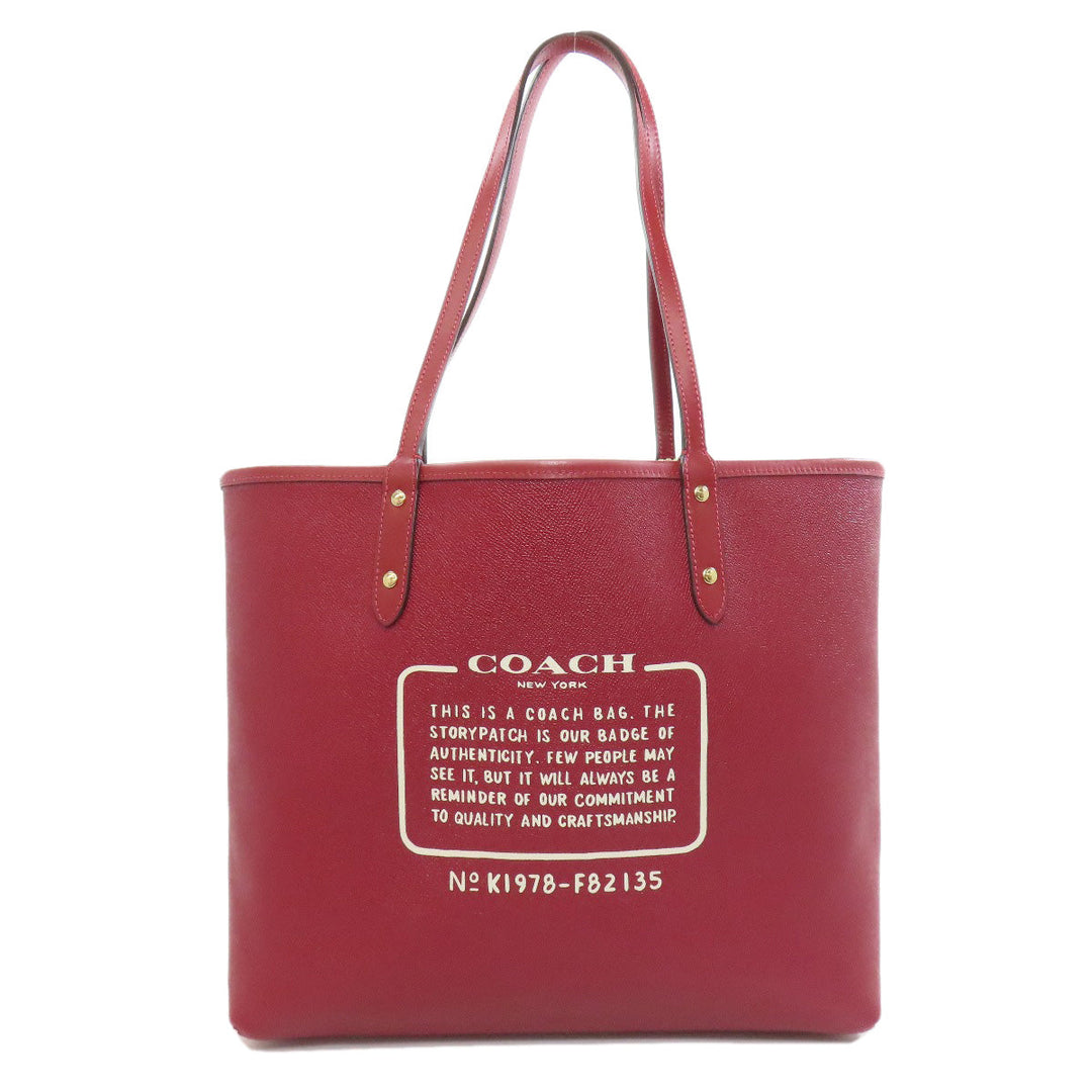 COACH Tote Bag F82135 PVC Red reversible Women Used Authentic