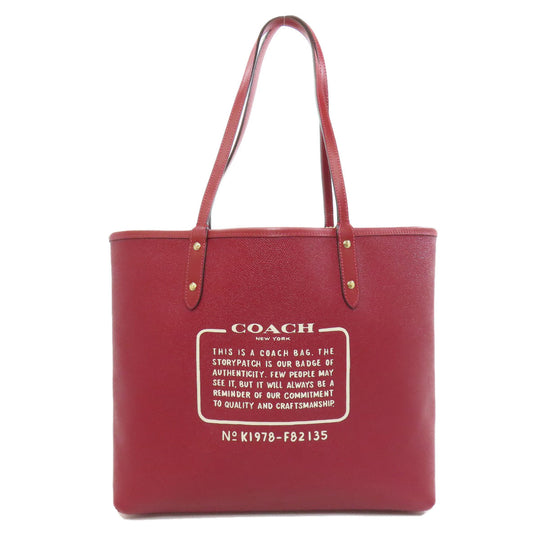COACH Tote Bag F82135 PVC Red reversible Women Used Authentic