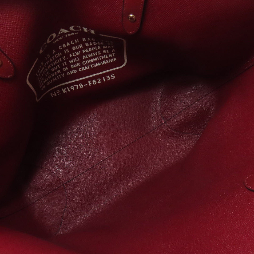 COACH Tote Bag F82135 PVC Red reversible Women Used Authentic