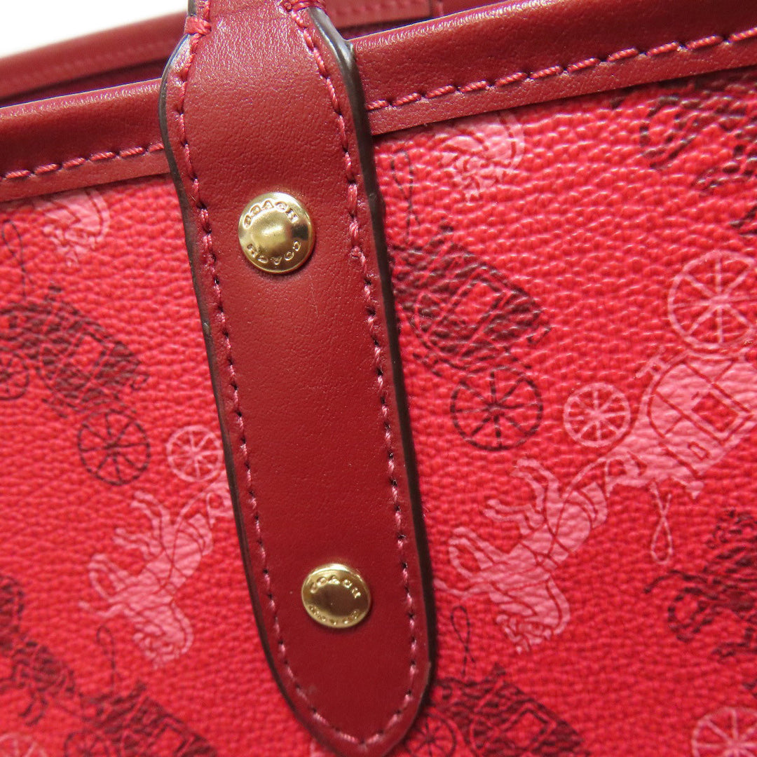 COACH Tote Bag F82135 PVC Red reversible Women Used Authentic