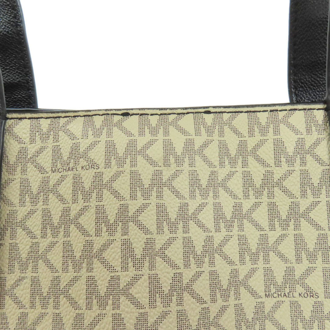 MICHAEL KORS Tote Bag PVC beige MK signature Women Used Authentic