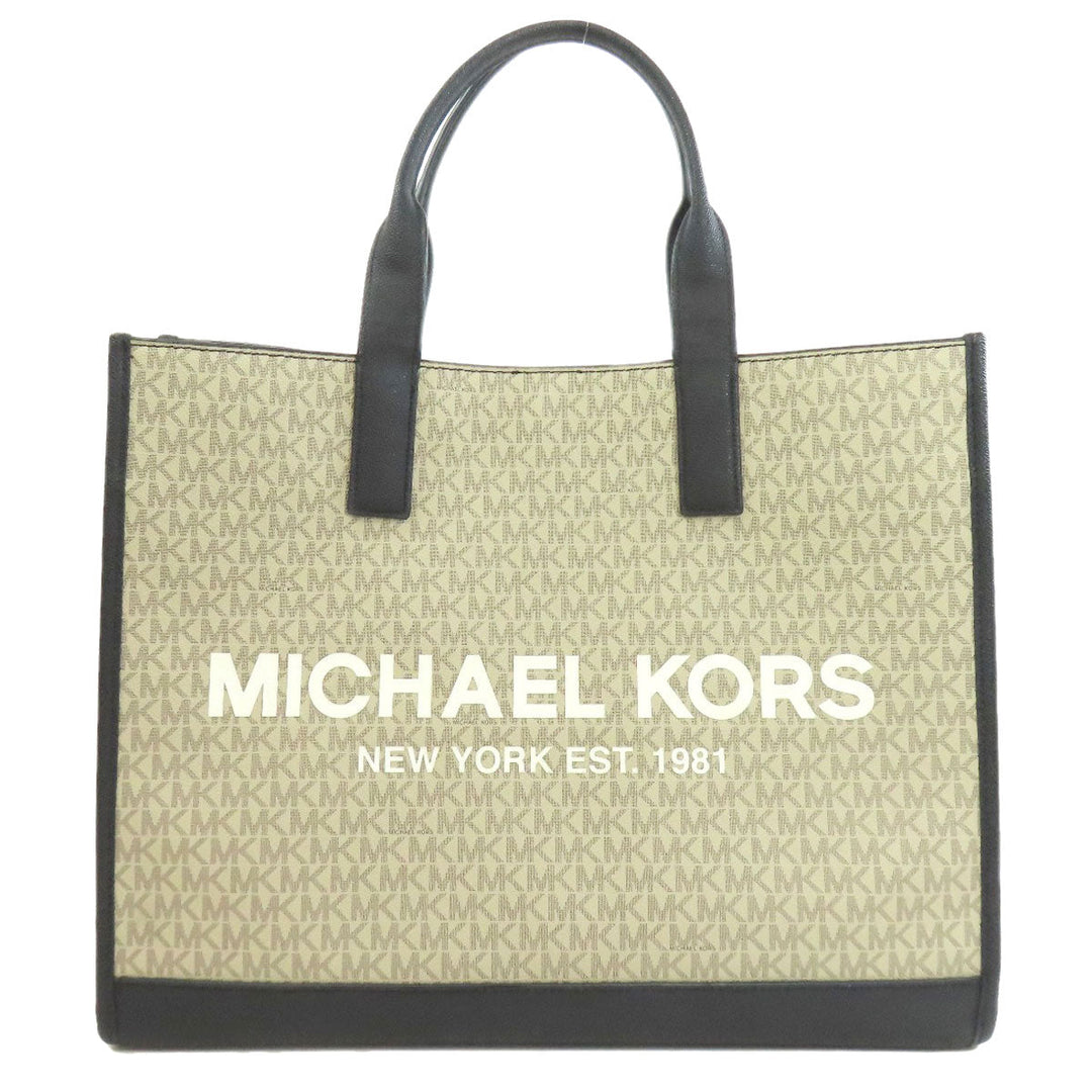 MICHAEL KORS Tote Bag PVC beige MK signature Women Used Authentic