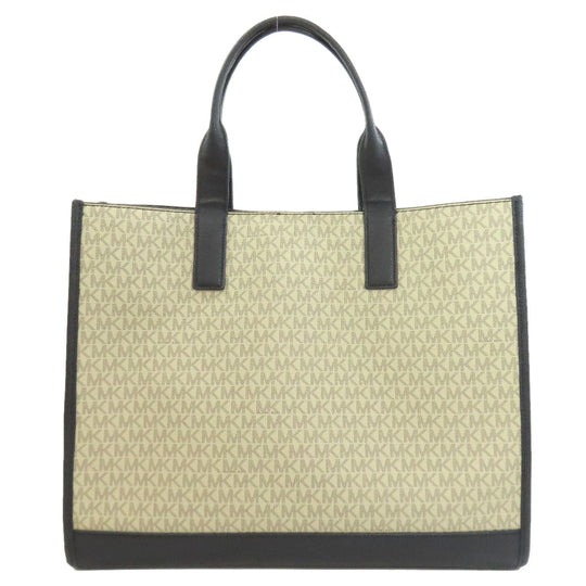 MICHAEL KORS Tote Bag PVC beige MK signature Women Used Authentic
