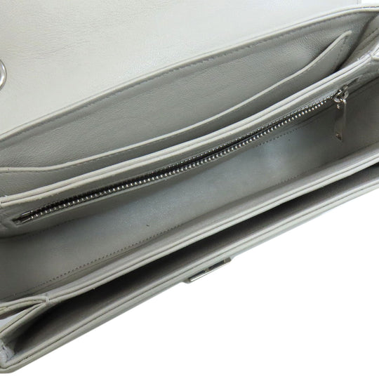 CELINE Shoulder Bag leather gray CMetal Women Used Authentic