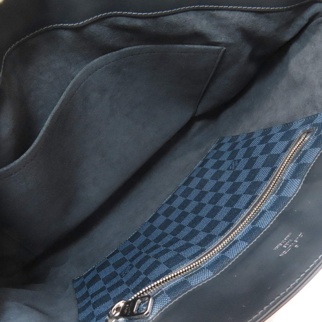 LOUIS VUITTON Tote Bag N41397 Damier canvas Navy Kava Voyajaj mens Used Authentic