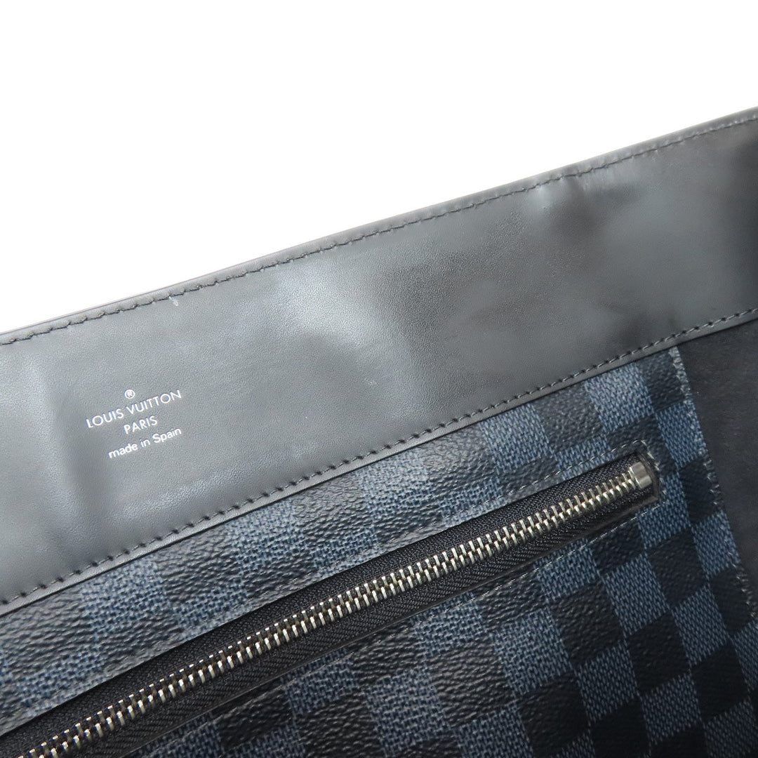 LOUIS VUITTON Tote Bag N41397 Damier canvas Navy Kava Voyajaj mens Used Authentic