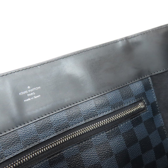 LOUIS VUITTON Tote Bag N41397 Damier canvas Navy Kava Voyajaj mens Used Authentic