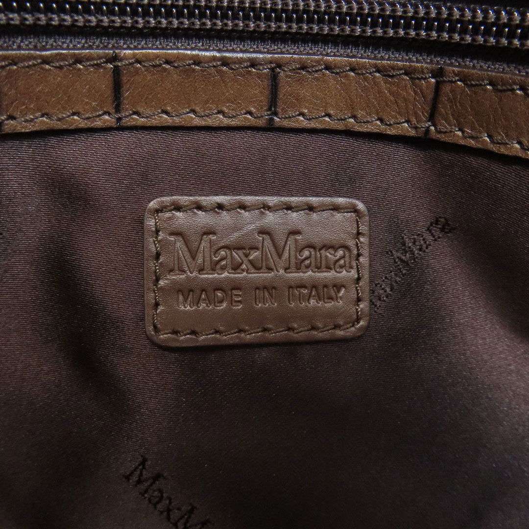 MAX MARA Tote Bag leather Brown Embossing Women Used Authentic