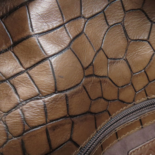 MAX MARA Tote Bag leather Brown Embossing Women Used Authentic