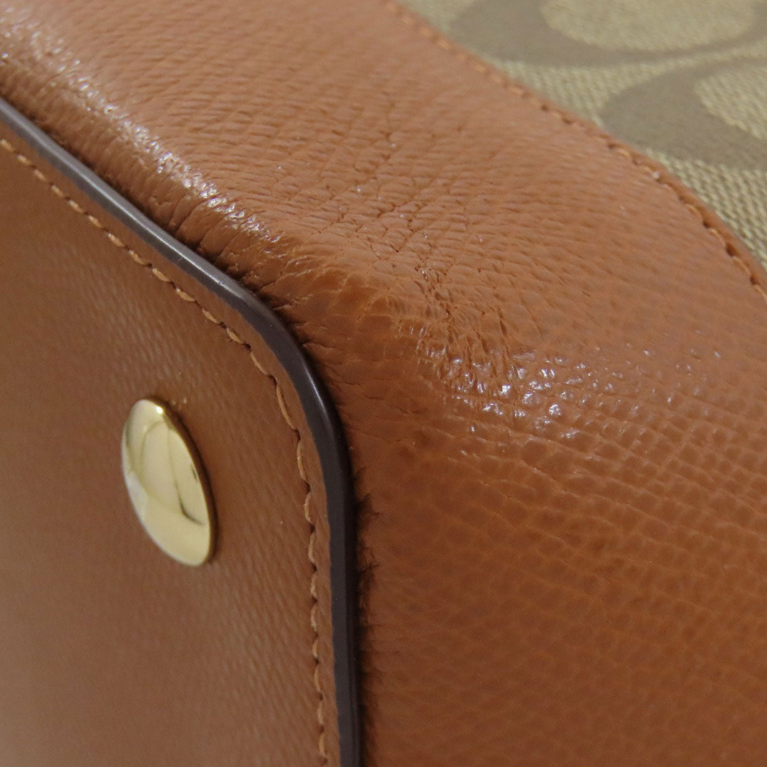 COACH Handbag F37233 PVC Brown Signature 2WAY Women Used Authentic