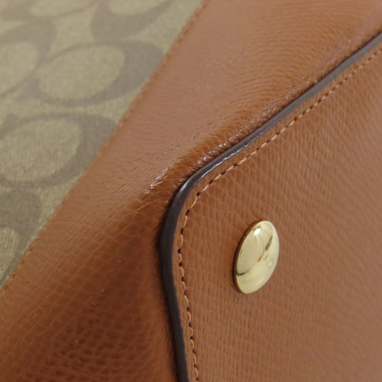 COACH Handbag F37233 PVC Brown Signature 2WAY Women Used Authentic