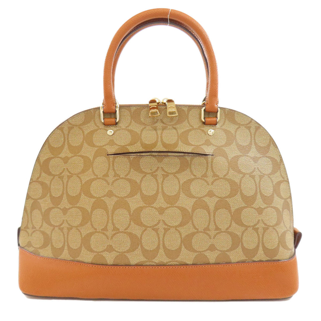 COACH Handbag F37233 PVC Brown Signature 2WAY Women Used Authentic