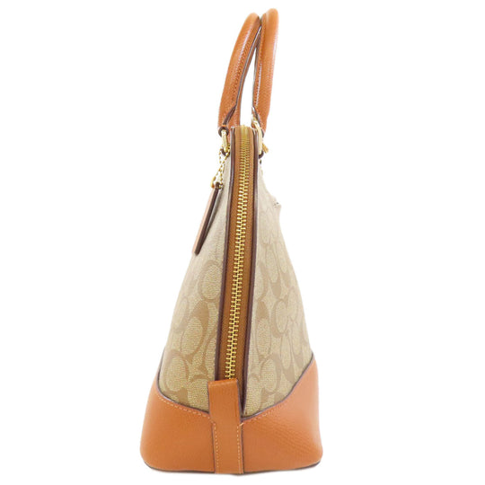 COACH Handbag F37233 PVC Brown Signature 2WAY Women Used Authentic