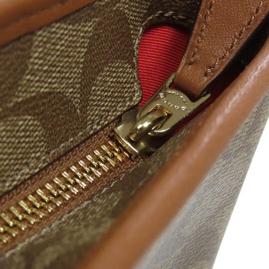 COACH Tote Bag F38405 PVC Brown Signature Women Used Authentic