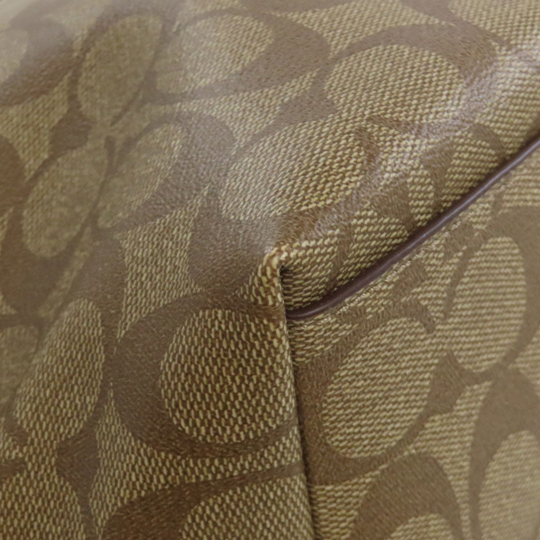 COACH Tote Bag F38405 PVC Brown Signature Women Used Authentic