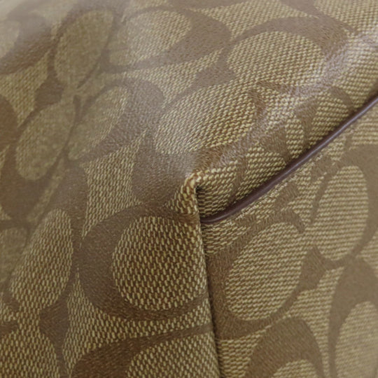 COACH Tote Bag F38405 PVC Brown Signature Women Used Authentic